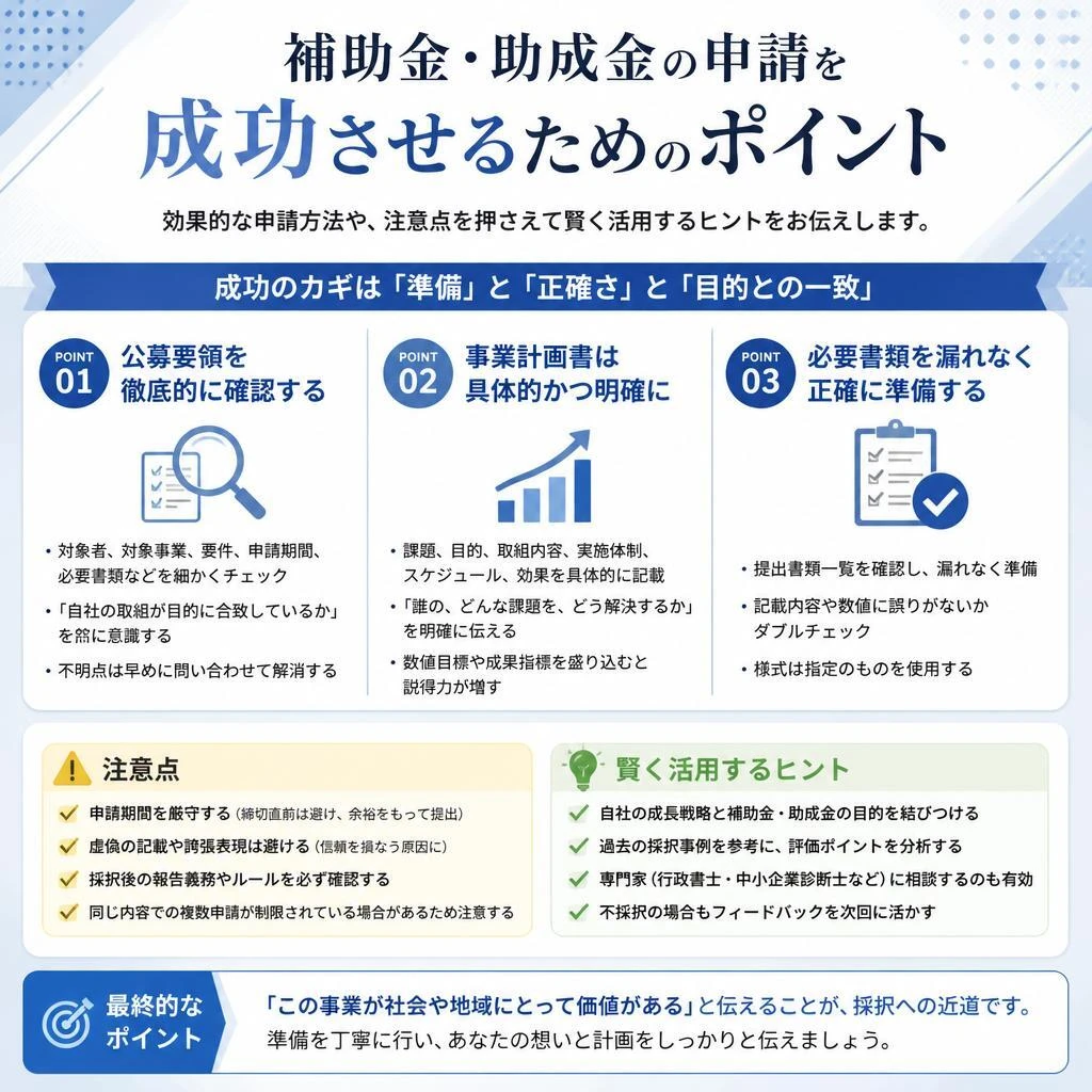 申請の成功のコツ
